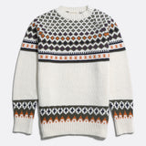 Far Afield Maurice knit multi AFKN267: wit gebreide trui met print boven en onder