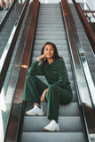 Froy & Dind sweater Lima corduroy green velvet FAW22WT065VX05