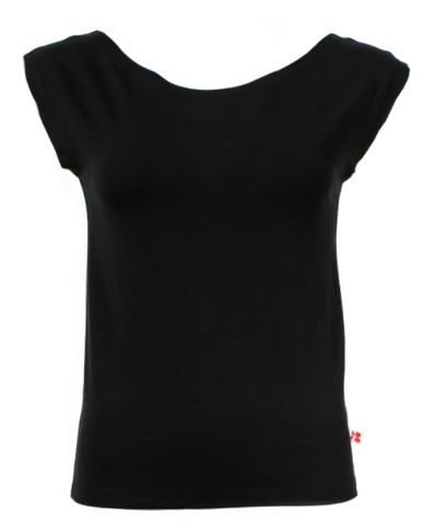 Froy & Dind shirt ada black FSS21WT017TX03: zwarte top met korte mouwen en ronde hals