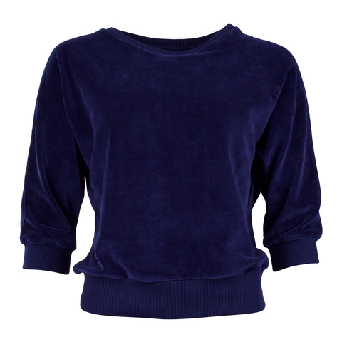 Blauwe trui met driekwart mouwen |Froy & Dind sweater Sybille
