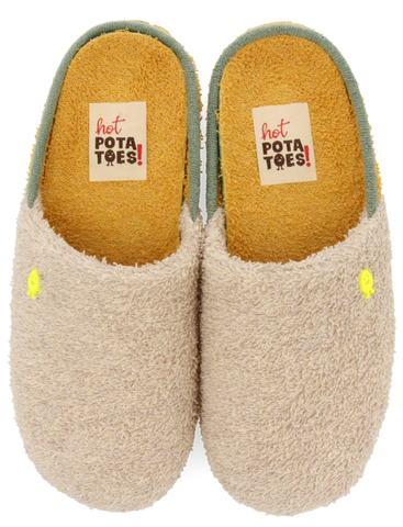 Hot Potatoes pantoffels met panterprint beige bruin Meisjes Hot Potatoes pantoffels met panterprint beige bruin Meisjes