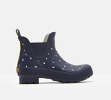 Joules Wellibob short height printed welly navy raindrops 201051- NAVRNDRP
