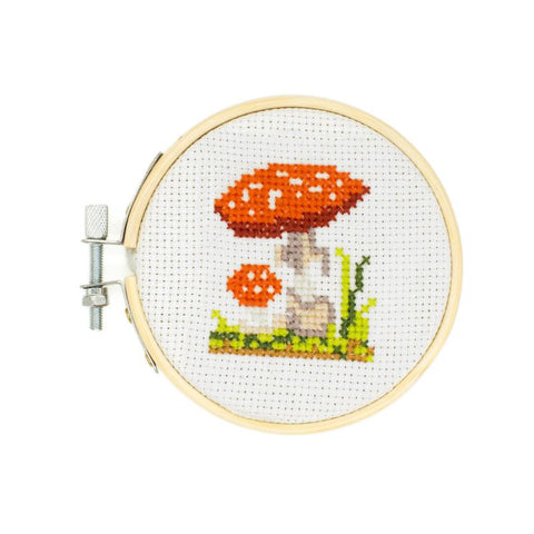 Kikkerland mini cross stitch embroidery kit mushroom GG181