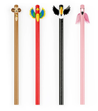 Kikkerland tropical pencils 4360: potloden met kop van aap, vogels en flamingo