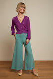 King Louie border palazzo pants Milano crepe dusty turquoise 08096-374