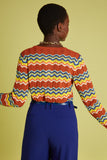 King-Louie-cardi-V-toluca-umbre-06045-549: vest met ajourknit, knoopsluiting en lange mouwen