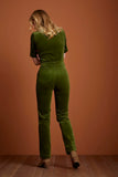 King Louie garbo button jumpsuit corduroy olive green 05395