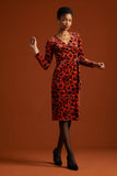 King Louie Anja dress ceylon true red 05619651: Rode jurk met bloemenprint van een katoen/polyester mix