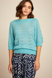 King Louie Erin top farfalle azure green 07025-370