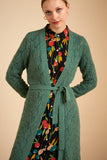 King Louie cardi long pallazzone fir green 06401-260: groen lang vest met jacquard knit