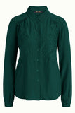 King Louie audrey top solo pine green 053842000: blouse met lange mouw en kraagje