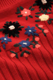 King Louie cheri sweater Fleur chili red 05388655: rode coltrui met bloemenhals