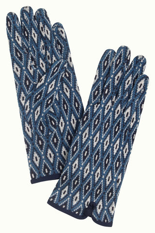 King Louie glove deuce night blue 05414430: handschoen met blauwe grafische print