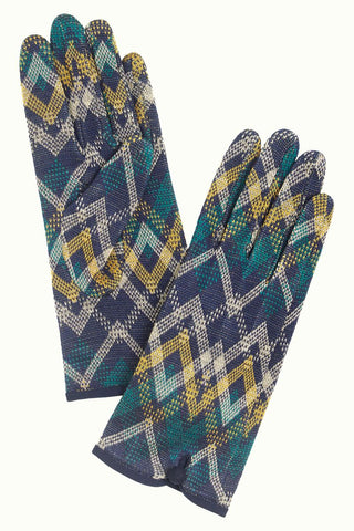 King Louie glove gusto peacoat blue 05416433: handschoen met zigzag print