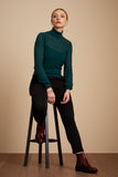 King Louie rollneck Yoke top sunset ajour pine green 06476-200