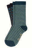 King Louie socks 2-pack aberdeen dragonfly green  05595300: sokken met streepprint