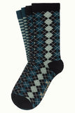 King Louie socks 2-pack aberdeen dragonfly green  05595300: sokken met ruitprint
