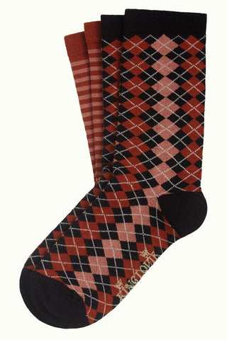 King Louie socks 2-pack aberdeen spice brown 05595554: 2 paar sokken