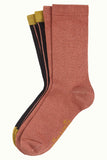 King Louie socks 2-pack carrousel curry yellow 05596806: roze effen sokken 