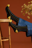 King Louie socks 2-pack carrousel curry yellow 05596806' gestreepte sokken van bamboe