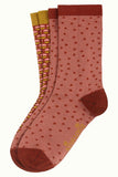 King Louie socks 2-pack globe curry yellow 05600806: 2 paar comfortabele sokken