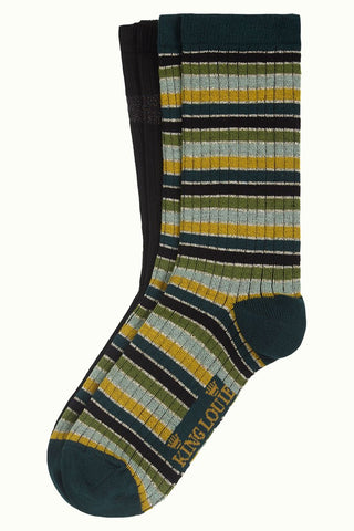 King Louie socks 2-pack reina pine green 05601200: 2 paar sokken van bamboe