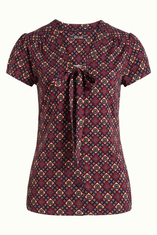 King Louie Bow Blouse Lisboa Night Sky Blue 04980-434