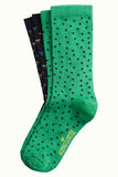 King Louie Socks 2 Pack Arcade Black 05088001: groene sokken met stippenprint gemaakt van bamboe