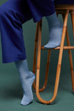 King Louie Socks 2 Pack Campania Dragonfly Green 05091300: Effen blauwe sokken met glitter streepje van vochtopnemend bamboe