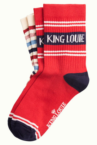 King Louie Socks 2 Pack KL Logo Chilli Red 05094655: 2 paar sokken gemaakt van vochtopnemend bamboe