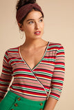 King Louie Wrap Top Poolside Stripe Chili Red 04890655