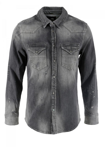M.O.D. Men blouse leaf grey AU20-MS785-3139: comfortabel denim blouse voor mannen
