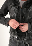 M.O.D. Suzy jeans jacket masaai black: spijkerjasje met knoopsluiting