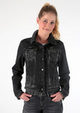 M.O.D. Suzy jeans jacket masaai black: stoer spijkerjasje met zakken