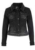 M.O.D. Suzy jeans jacket masaai black: spijkerjas met kraag, zakken en een knoopsluiting