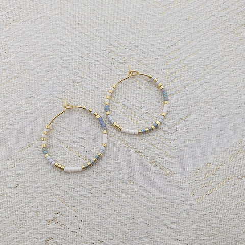 MOOI! Jewels oorringen met Miyuki beads grijs