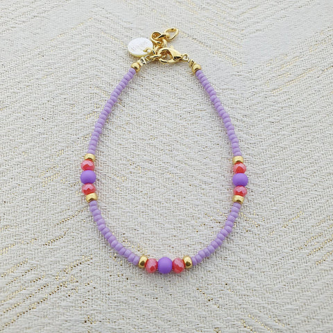 Mooi! Jewels armband met paarse miyuki beads en facetkraaltjes