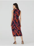 Nice Things midi dress coral navy WWK142 134 halflange jurk valt tot halverwege de kuit