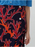 Midi Rok Van Luchtige Viscose | Nice Things Skirt in Coral Print Navy