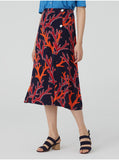 Midi Rok Van Luchtige Viscose | Nice Things Skirt in Coral Print Navy