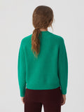 Nice Things oersize sweater raglan shiny green WKL045-513 : groene trui met raglan moouwen