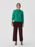 Nice Things oersize sweater raglan shiny green WKL045-513: groene comfortabele trui