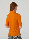 Nice Things Open Linen Polo Shirt Intense Orange WJK004_366