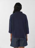 Organication women's garment dyed 3/4 sleeve t-shirt navy  WOR13380