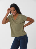 T-shirt met V-hals | Organication women's v-neck t-shirt olive