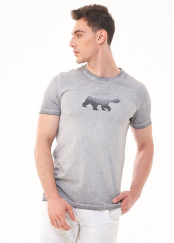 Organication men's garment-dyed printed t-shirt shadow MOR13625
