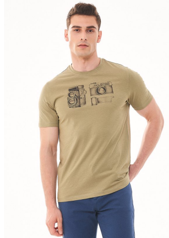 Organication men's printed t-shirt olive MOR13612