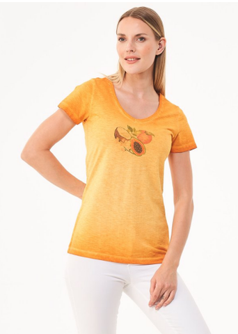 Organication women's garment-dyed printed t-shirt mango WOR13328 