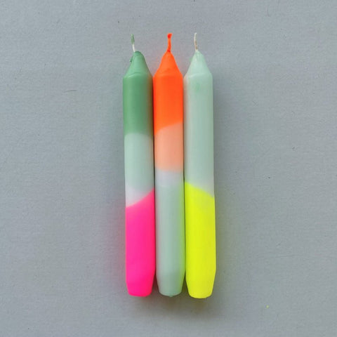 Pink Stories dip dye neon rainbow kisses: handgemaakte kaarsen in neon kleuren