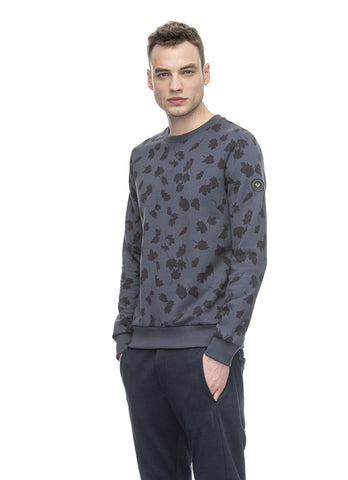 Ragwear Sweatshirt flower anthracite 2022300031007: grijze trui met ronde hals en bladerenprint 